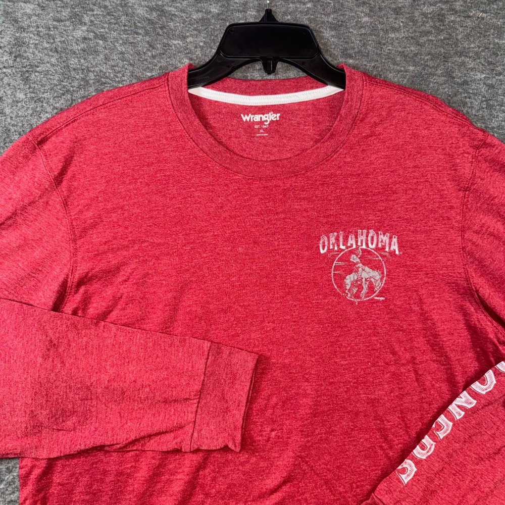 Oklahoma Sooners Wrangler Mens XL Long Sleeve T-Shirt Red Western NEW